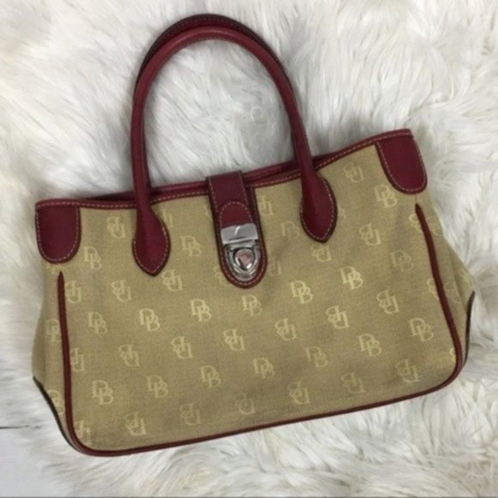 Dooney & Bourke tan logo print shoulder tote